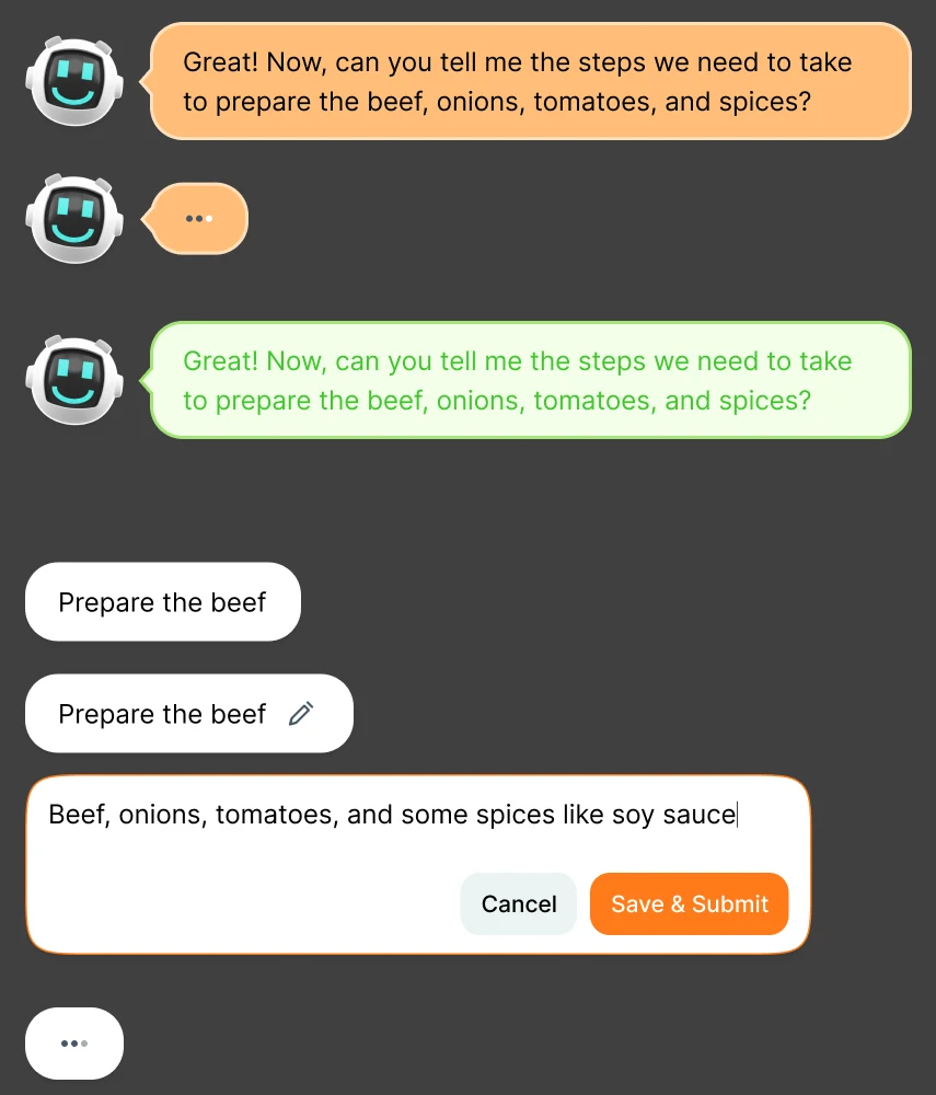 Robot tutor chat components