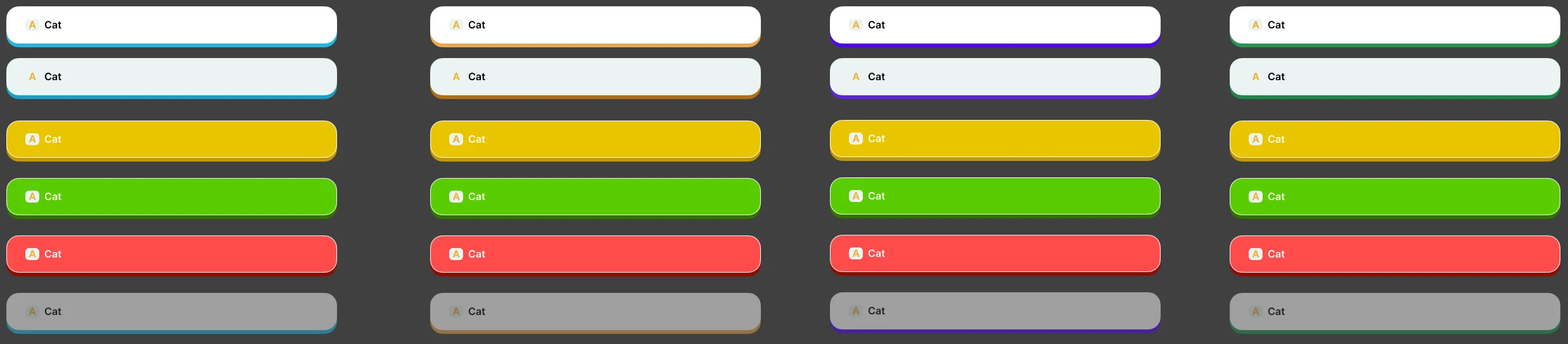 Answer option states in four colour themes