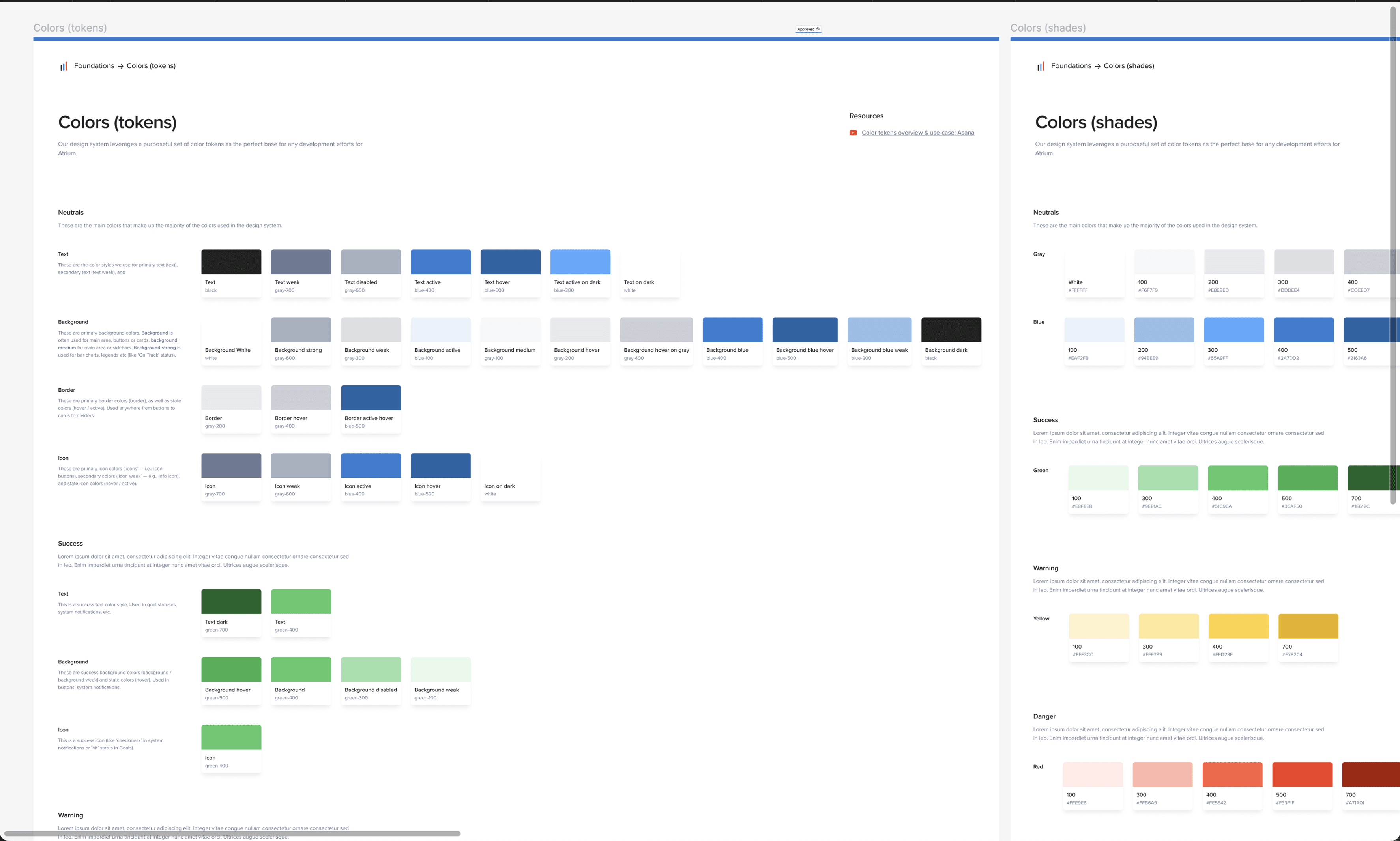 Design system colors: tokens and shades