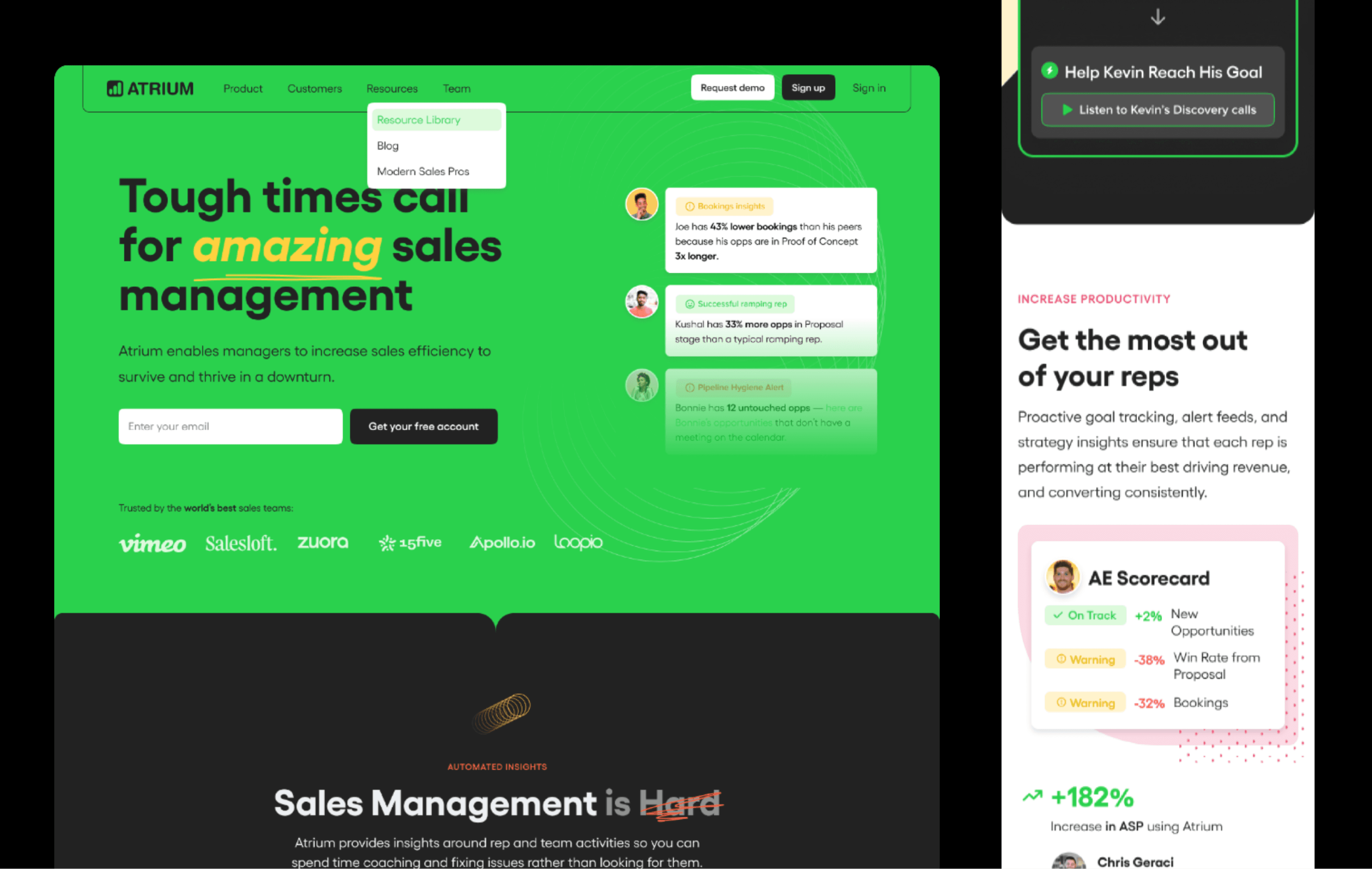 Atrium marketing site on desktop and mobile
