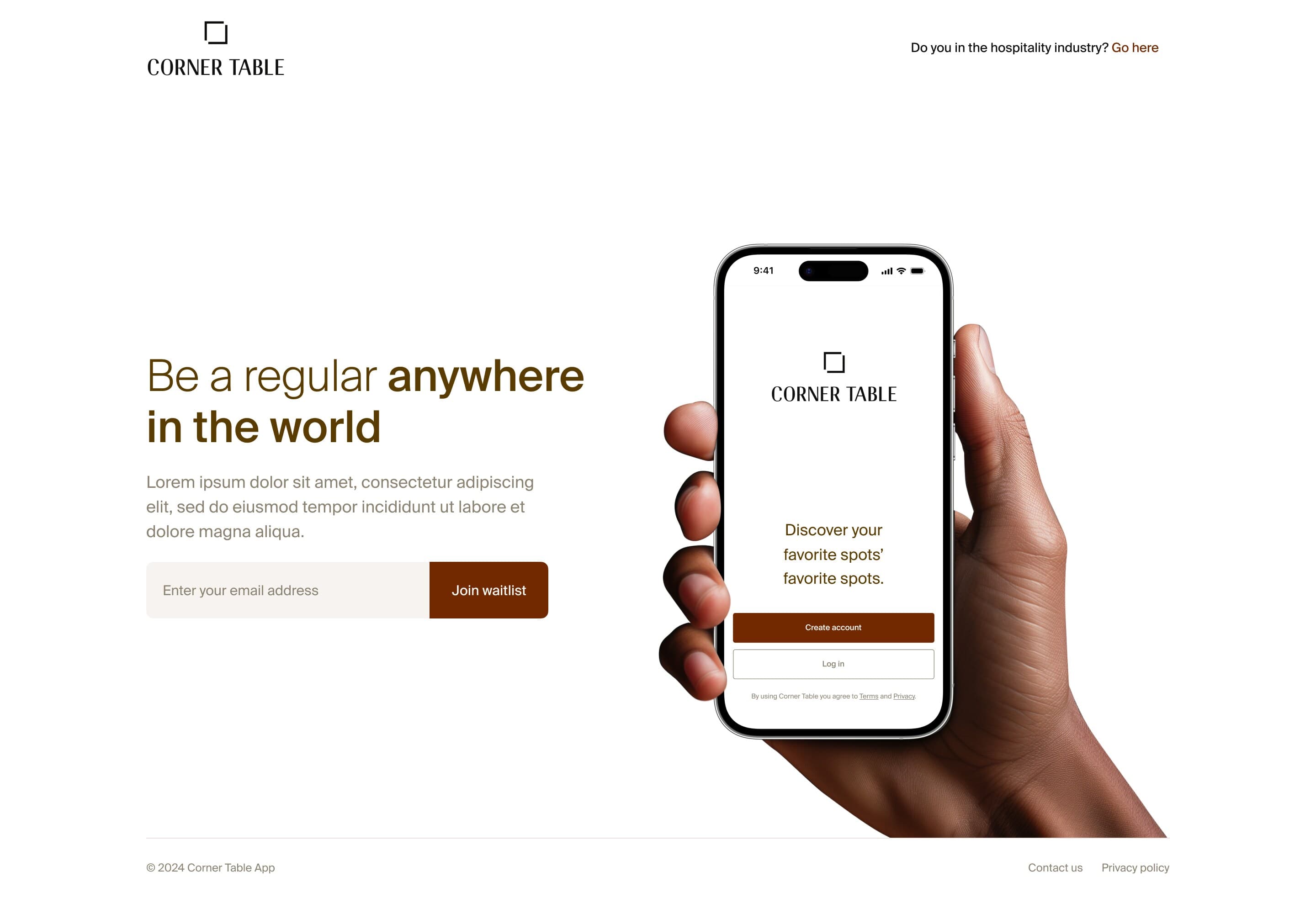 Landing page for regulars