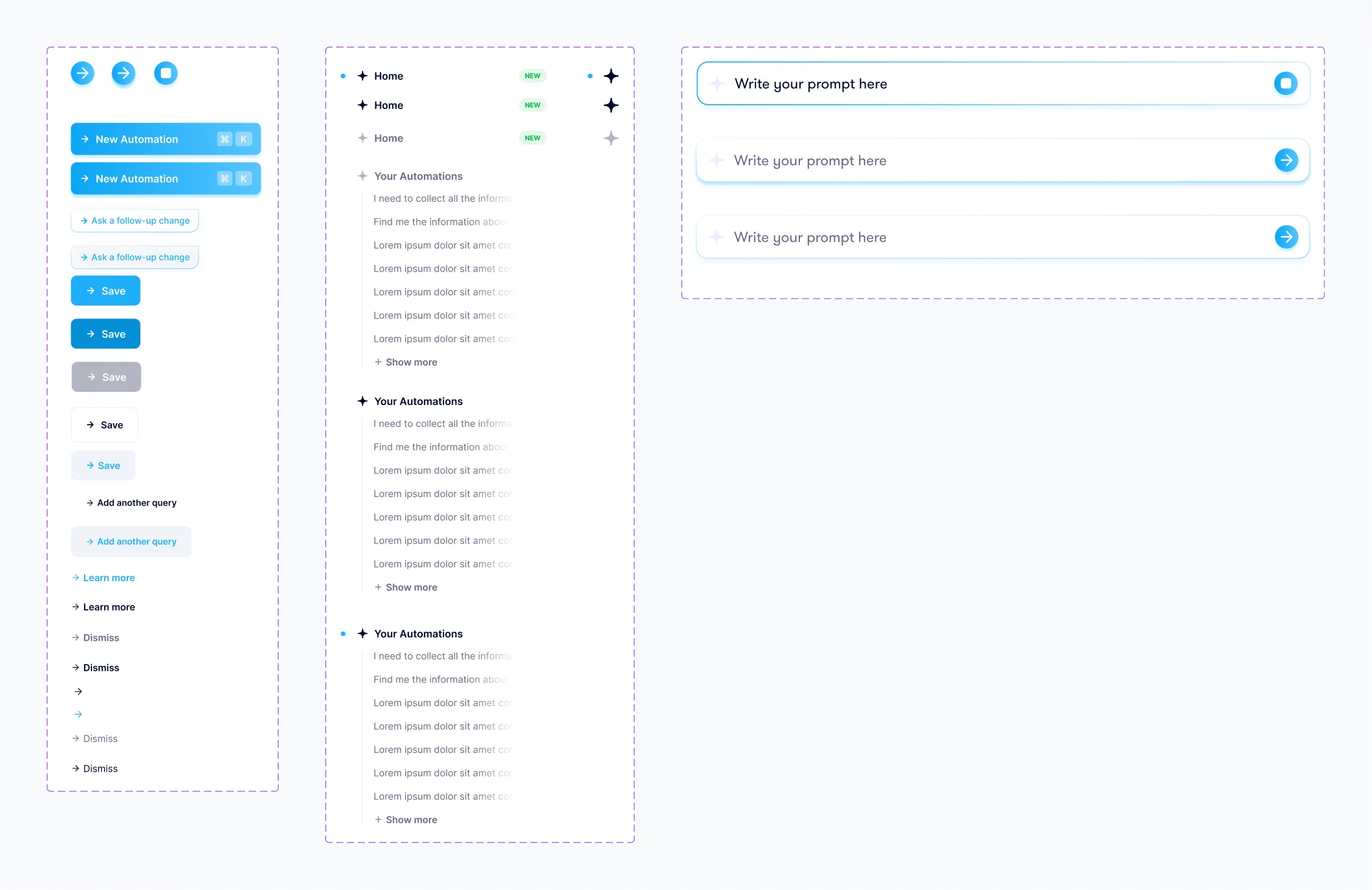 Buttons, navigation items and prompt input states