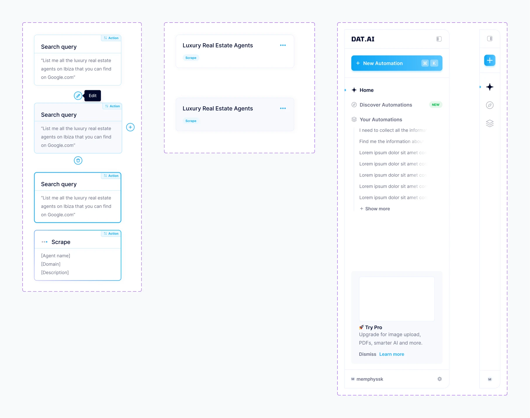 Workflow cards, automation cards and the sidebar